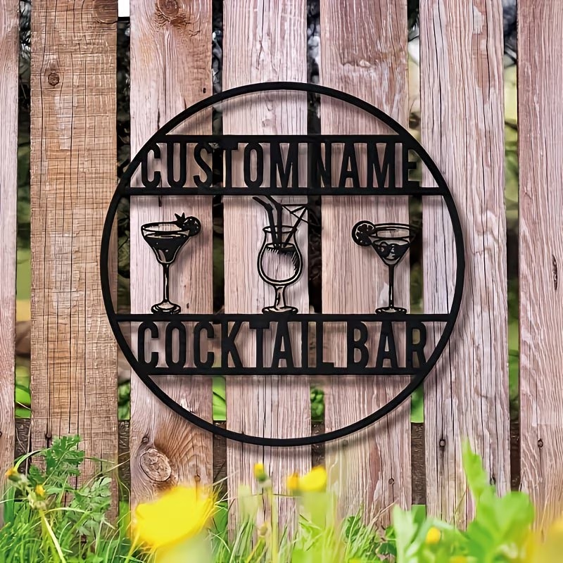 Home Bar Signs - Placa de Bar Personalizada com Nome,