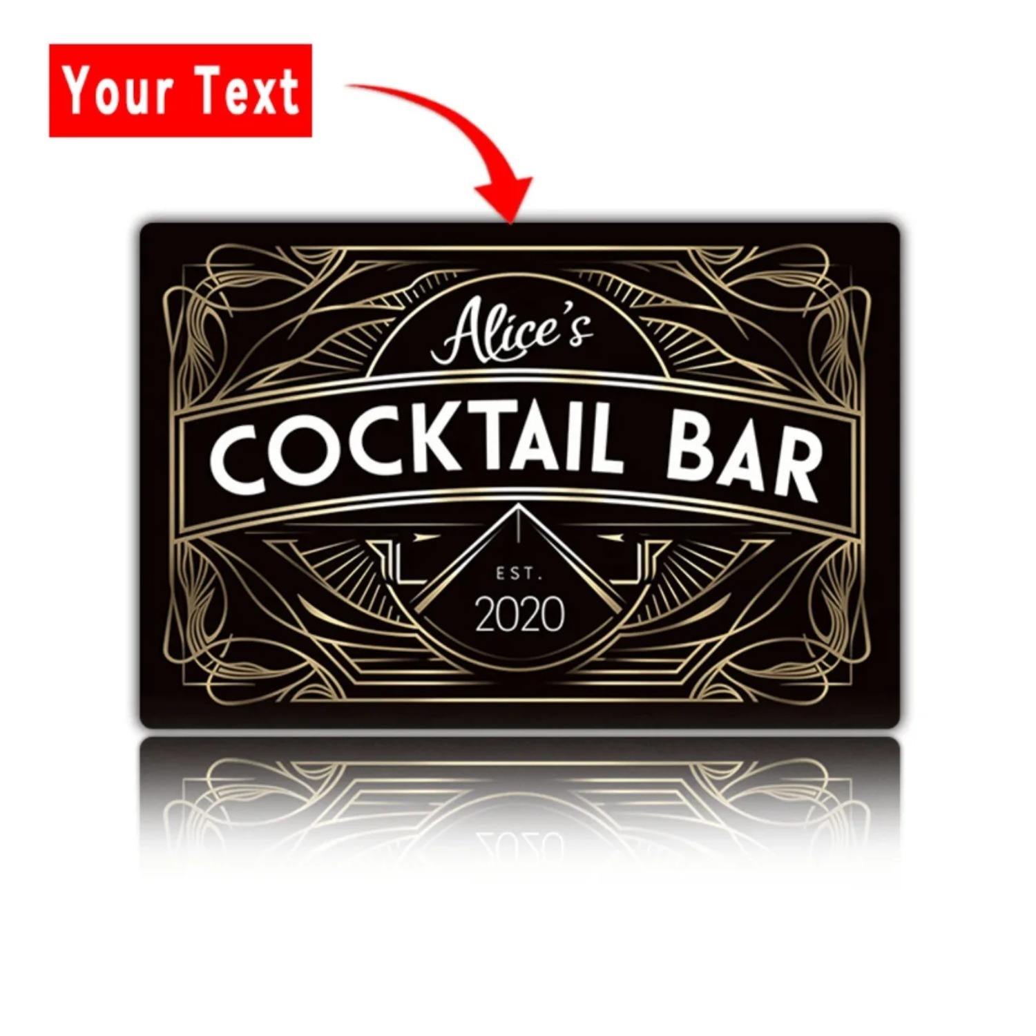 Home Bar Signs - Placa de Metal Personalizada Art Déco