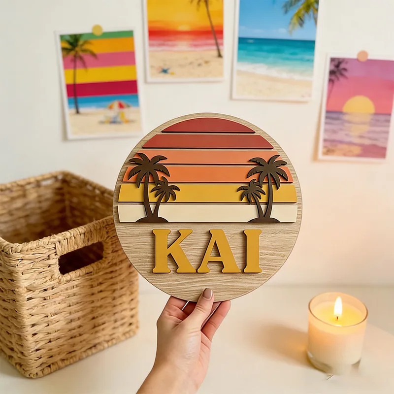Home Bar Signs - Placa de Madeira Personalizável Redonda Vintage