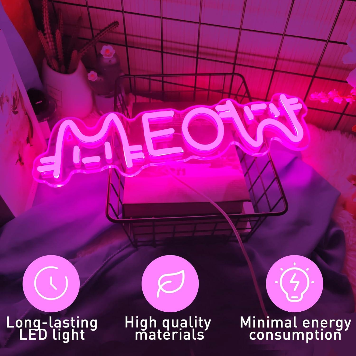 Letreiro Neon Gato Meow com LE - Home Bar Signs avaliação e preço